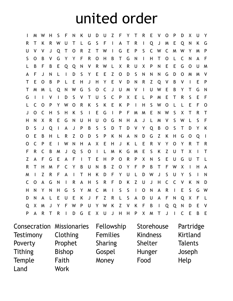 united order Word Search