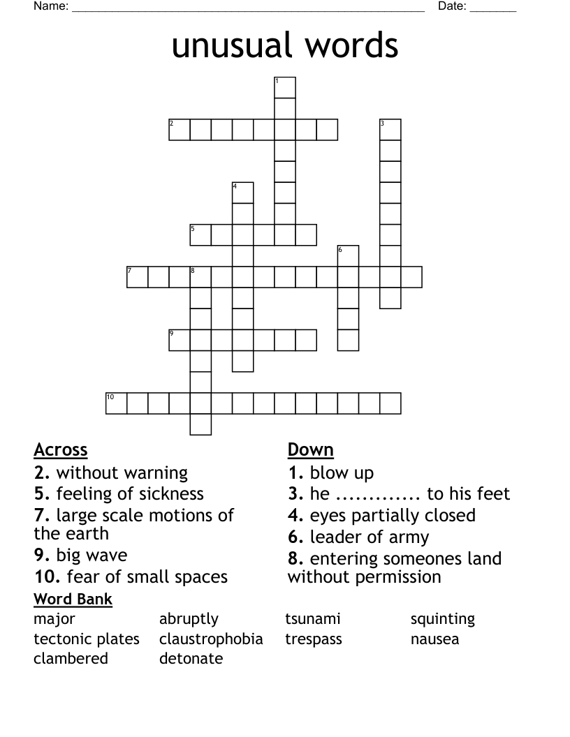 unusual words   Crossword
