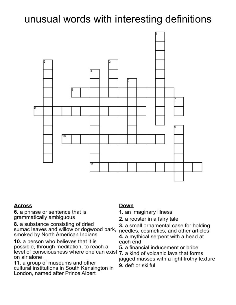 unusual words with interesting definitions Crossword