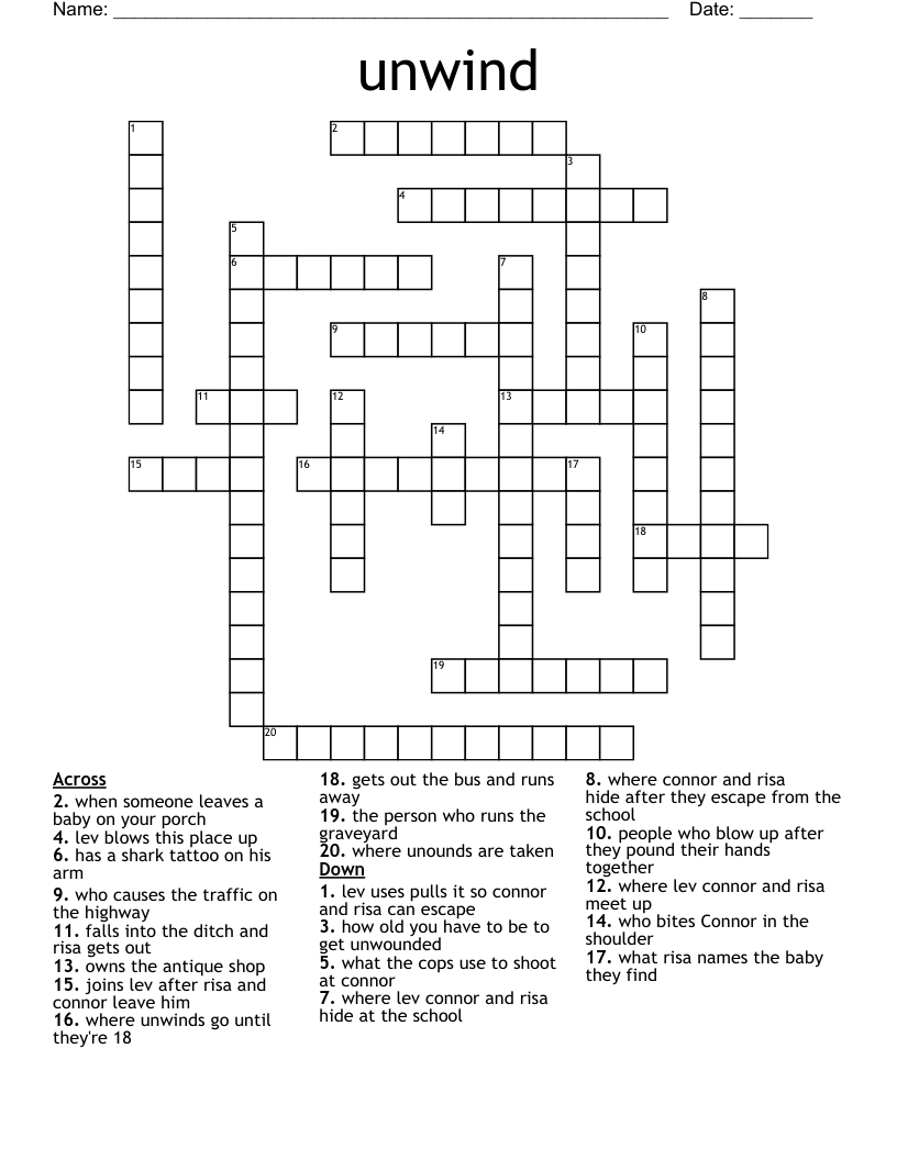 unwind Crossword