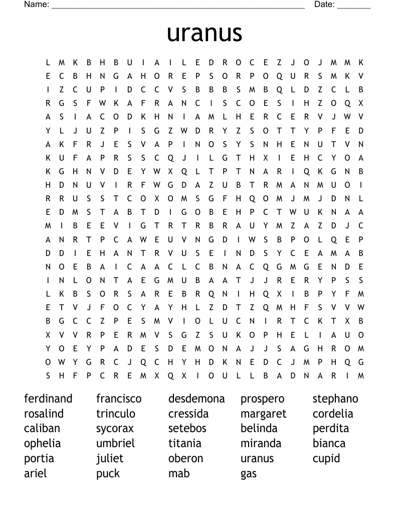 uranus Word Search