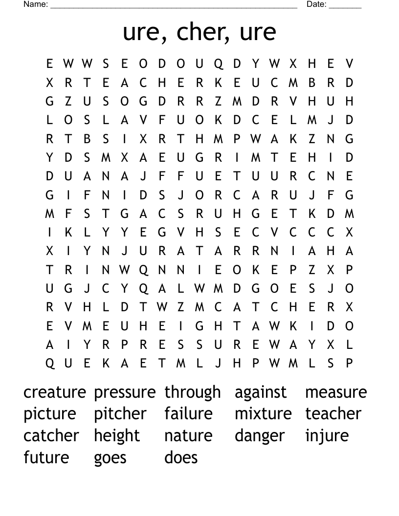 ure, cher, ure Word Search