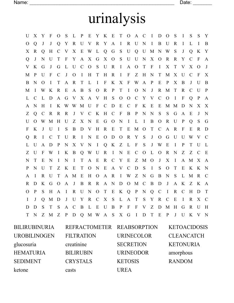 urinalysis Word Search
