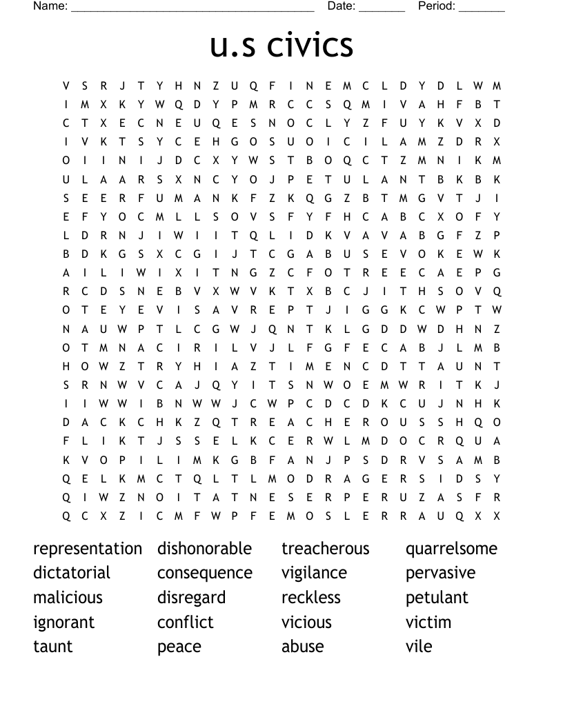 u.s civics Word Search