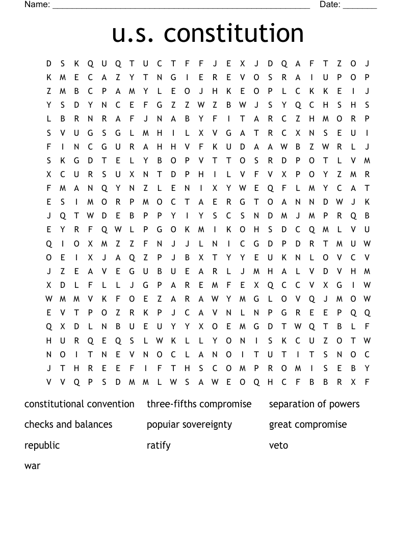 u.s. constitution Word Search