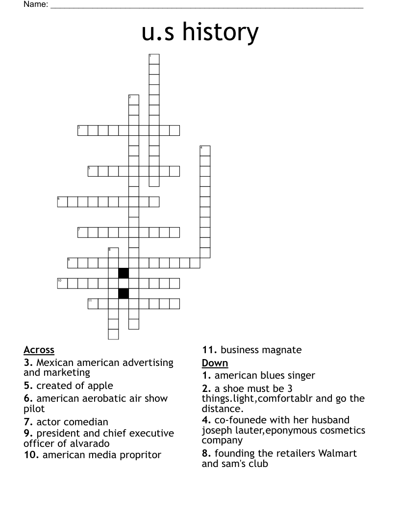 u.s history Crossword