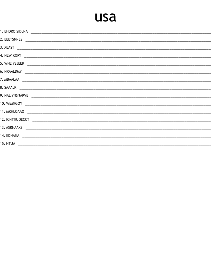 usa Word Scramble