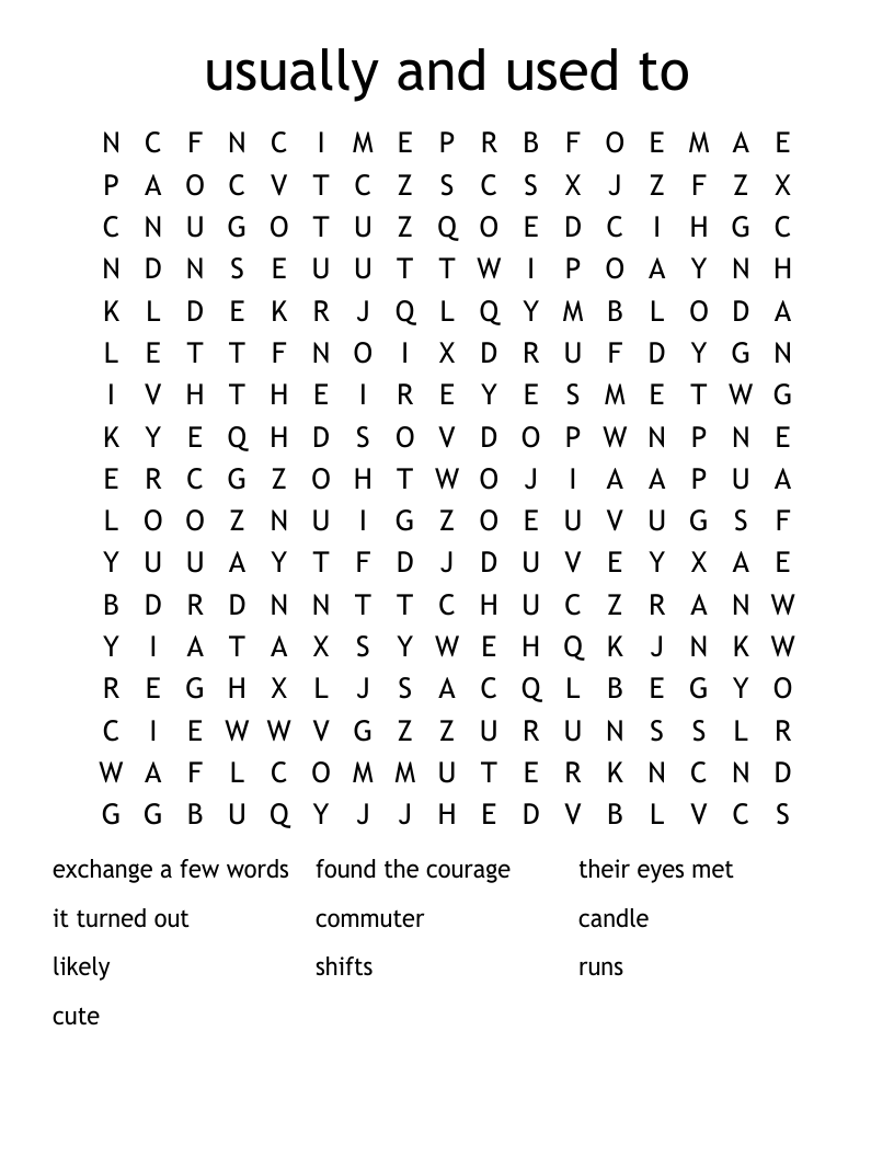 usually and used to Word Search