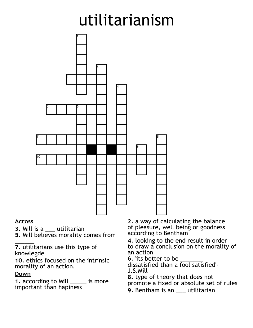 utilitarianism Crossword
