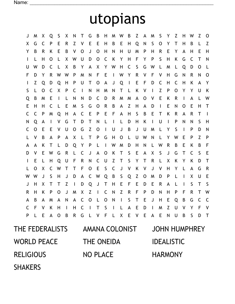utopians Word Search