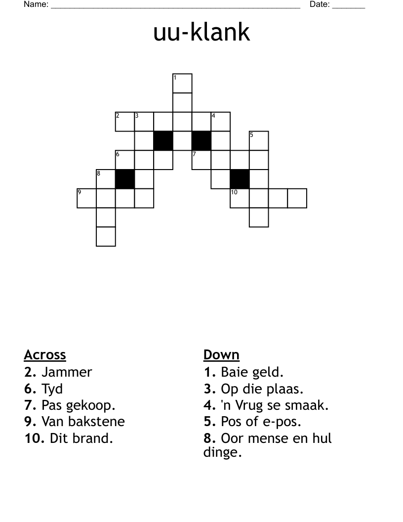 uu-klank Crossword