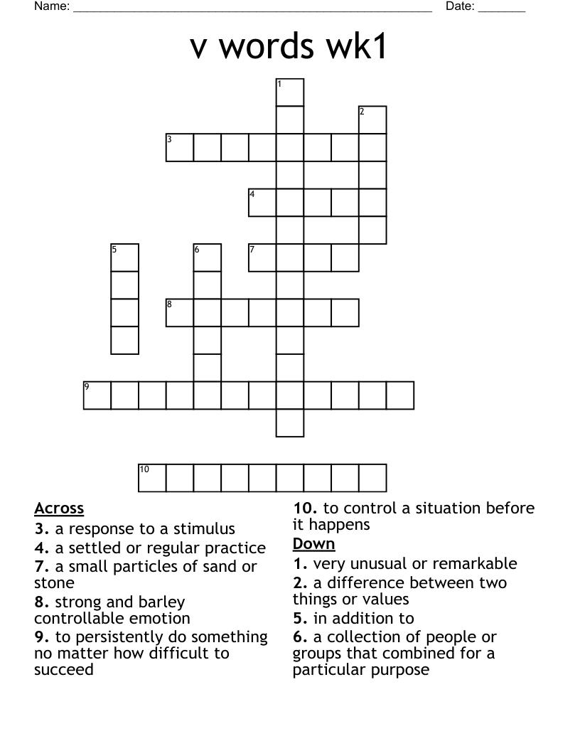 v words wk1 Crossword