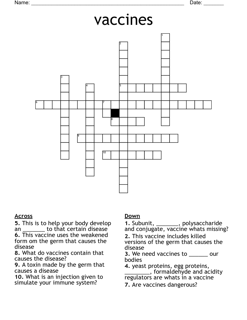 vaccines Crossword