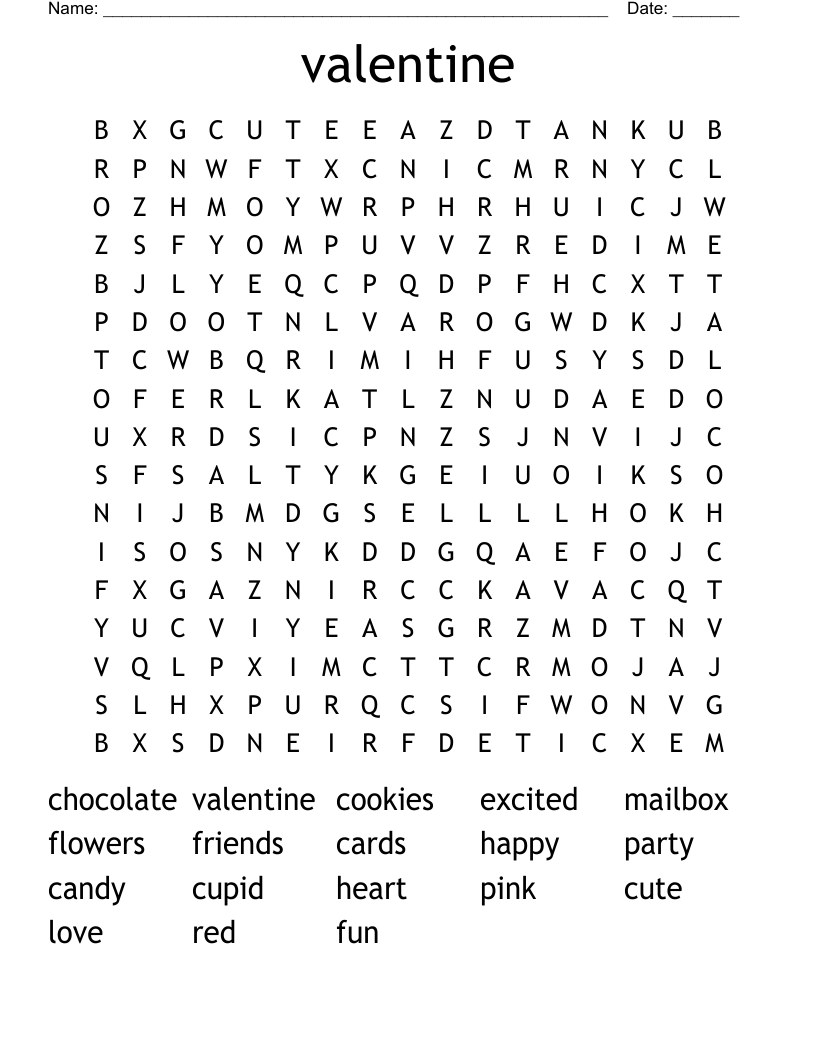 valentine Word Search