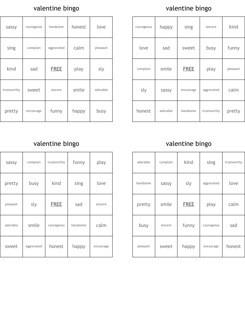 valentine bingo