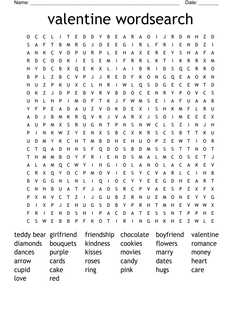 valentine wordsearch