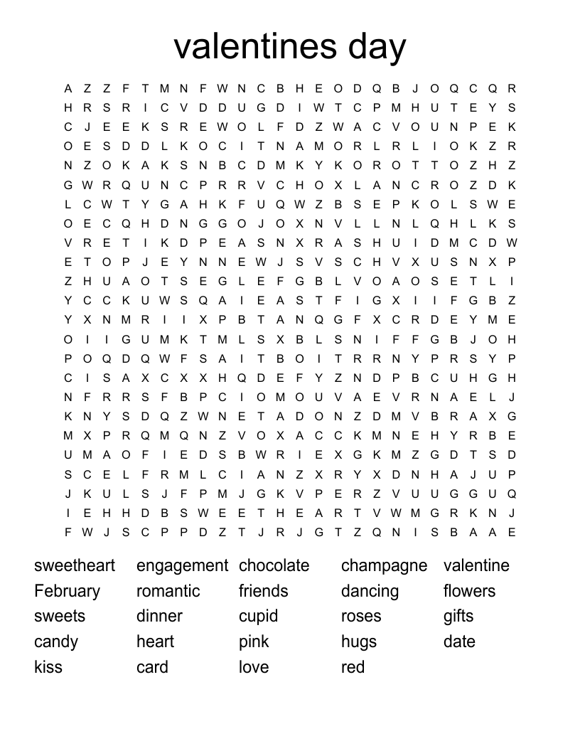 valentines day Word Search