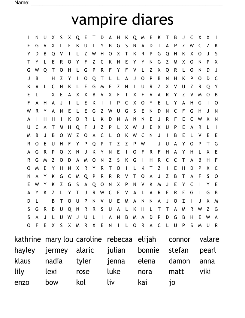 vampire diares Word Search