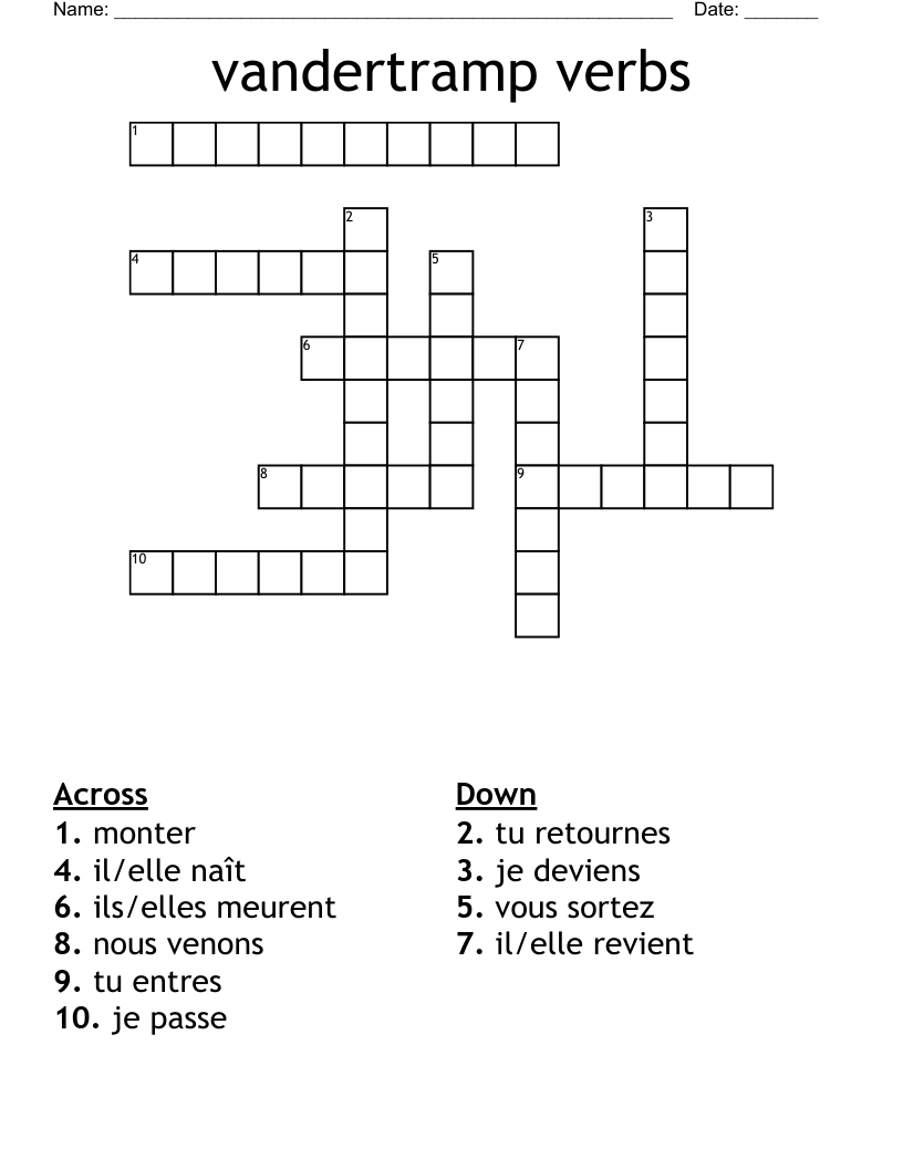 vandertramp verbs Crossword