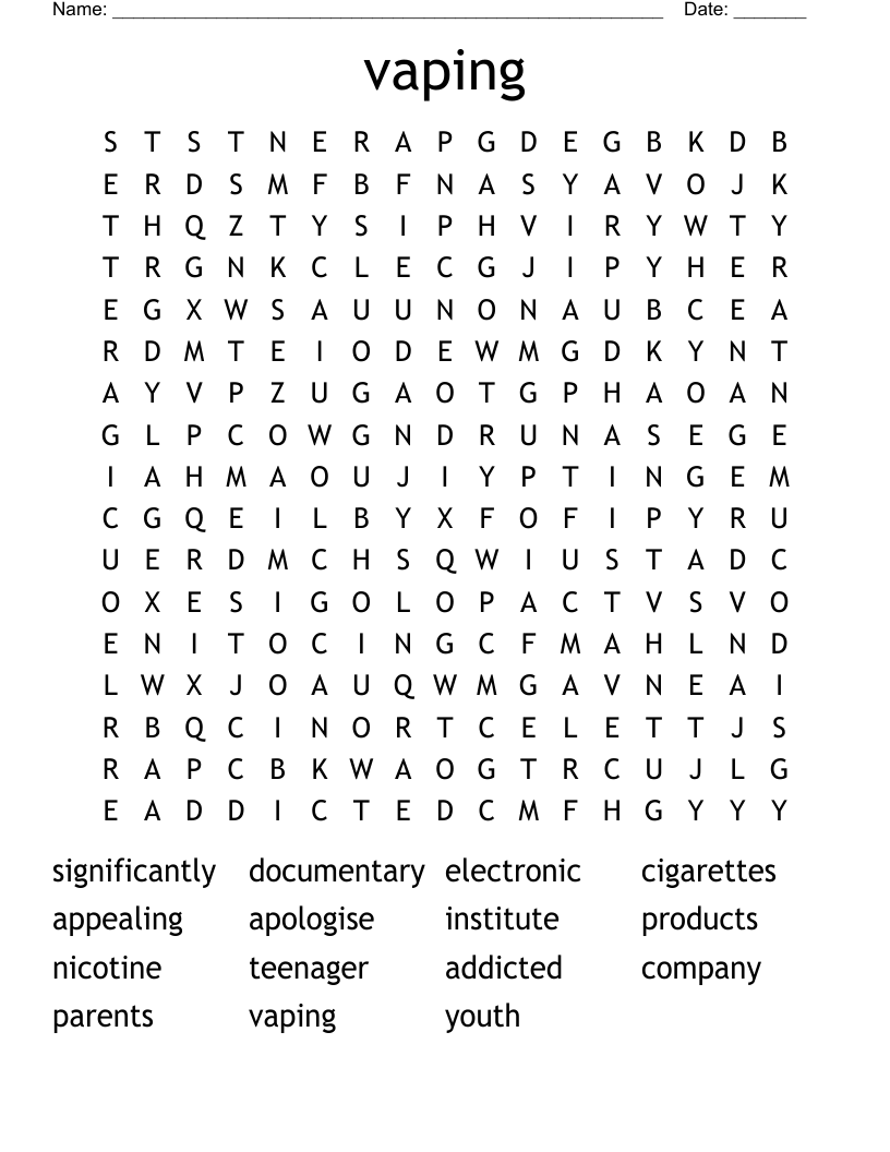 vaping  Word Search