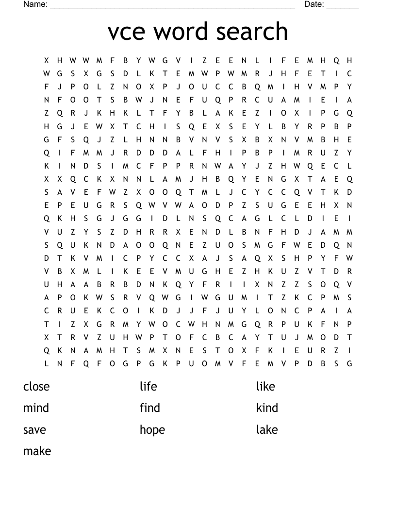 vce word search
