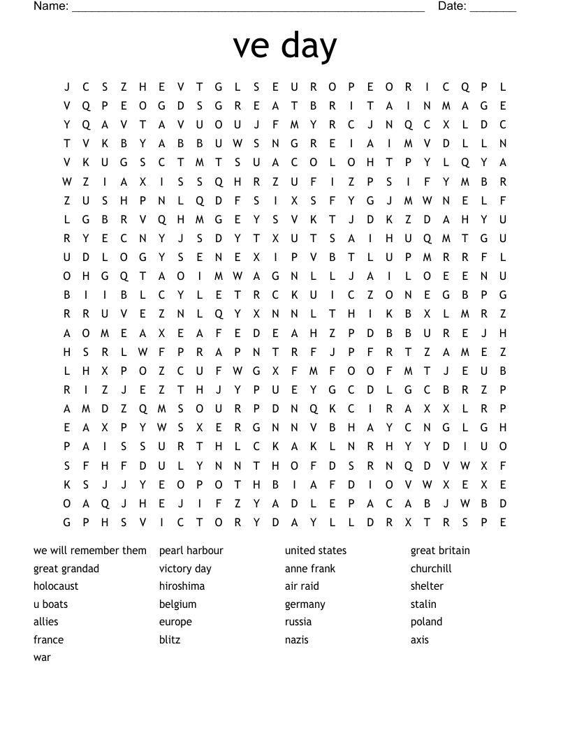 ve day Word Search