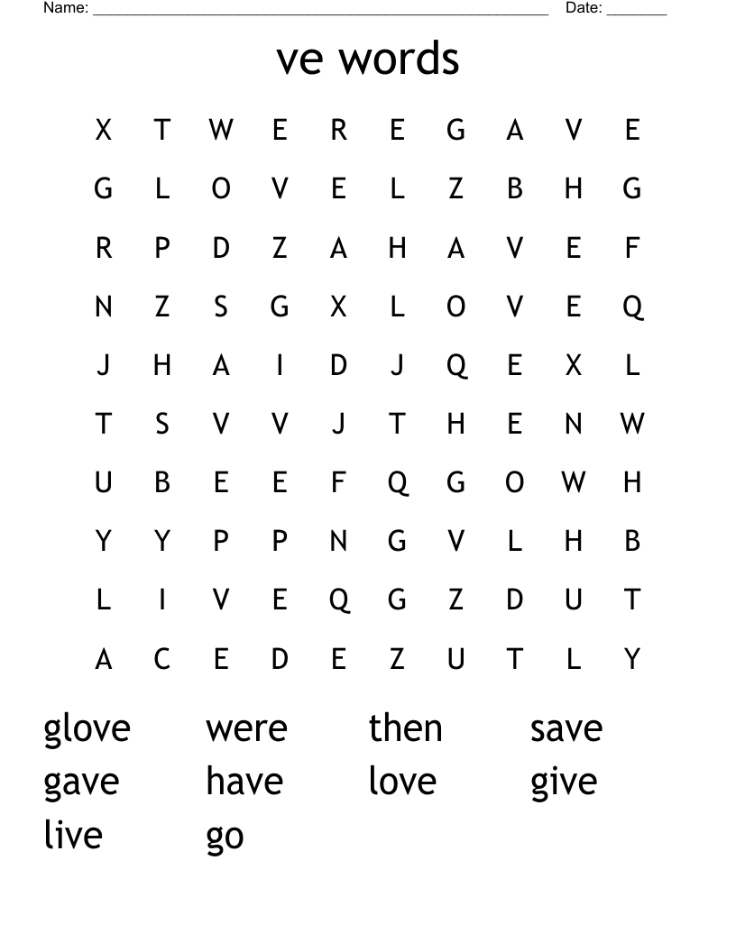 ve words Word Search