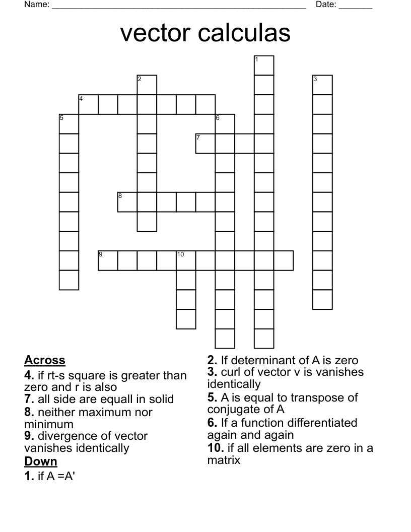 vector calculas Crossword