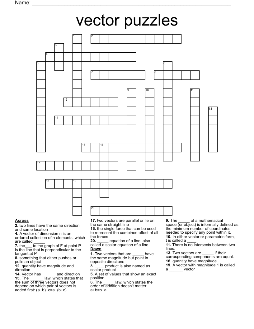 vector puzzles Crossword