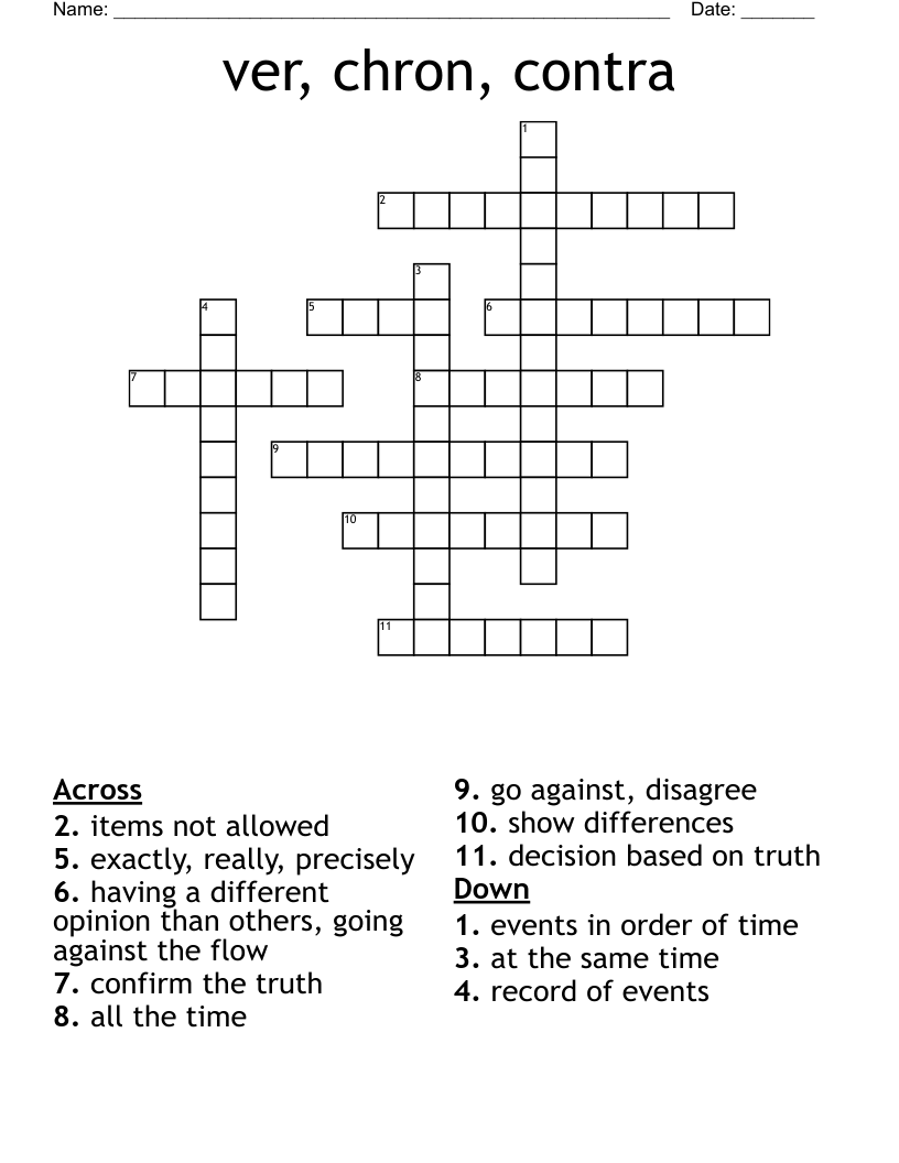 ver, chron, contra Crossword