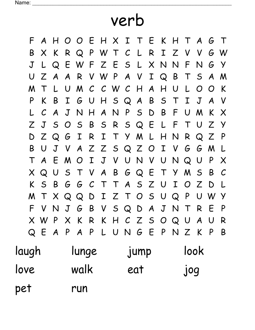 verb Word Search