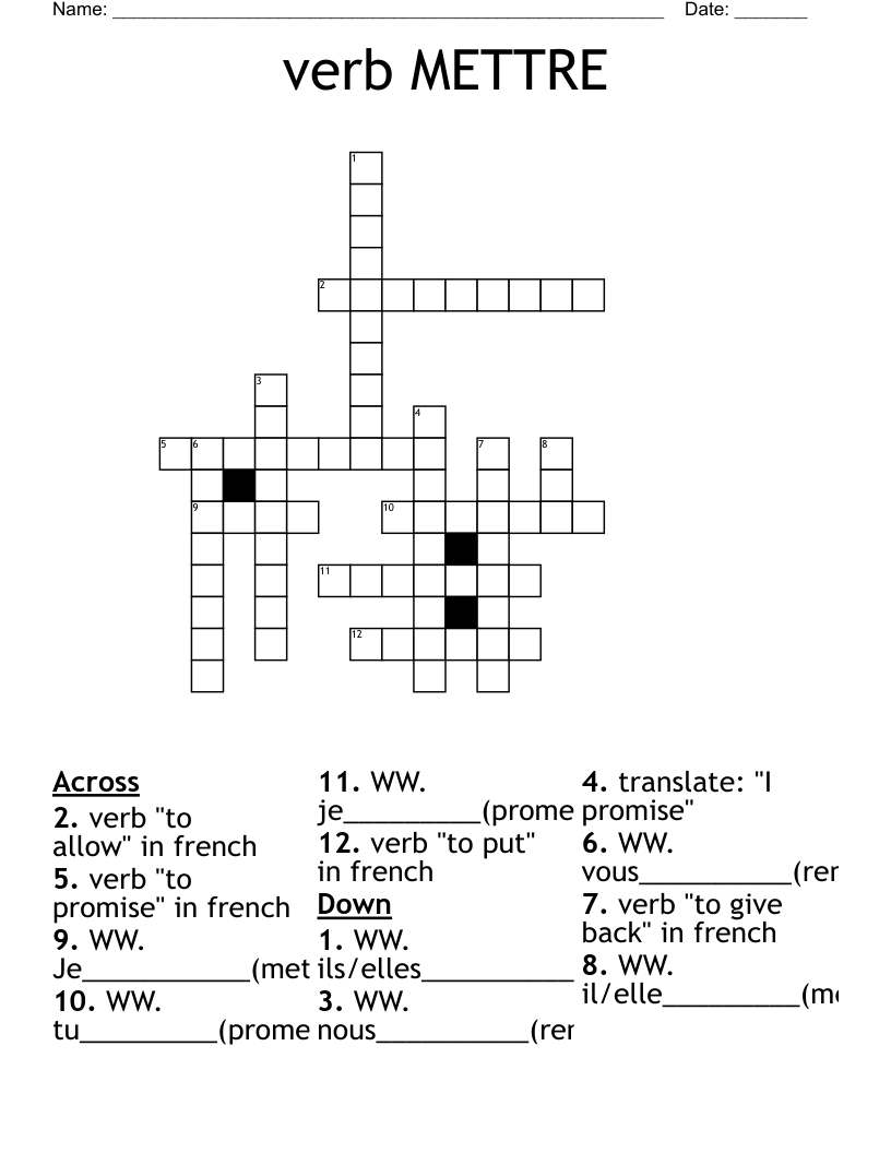 verb METTRE Crossword