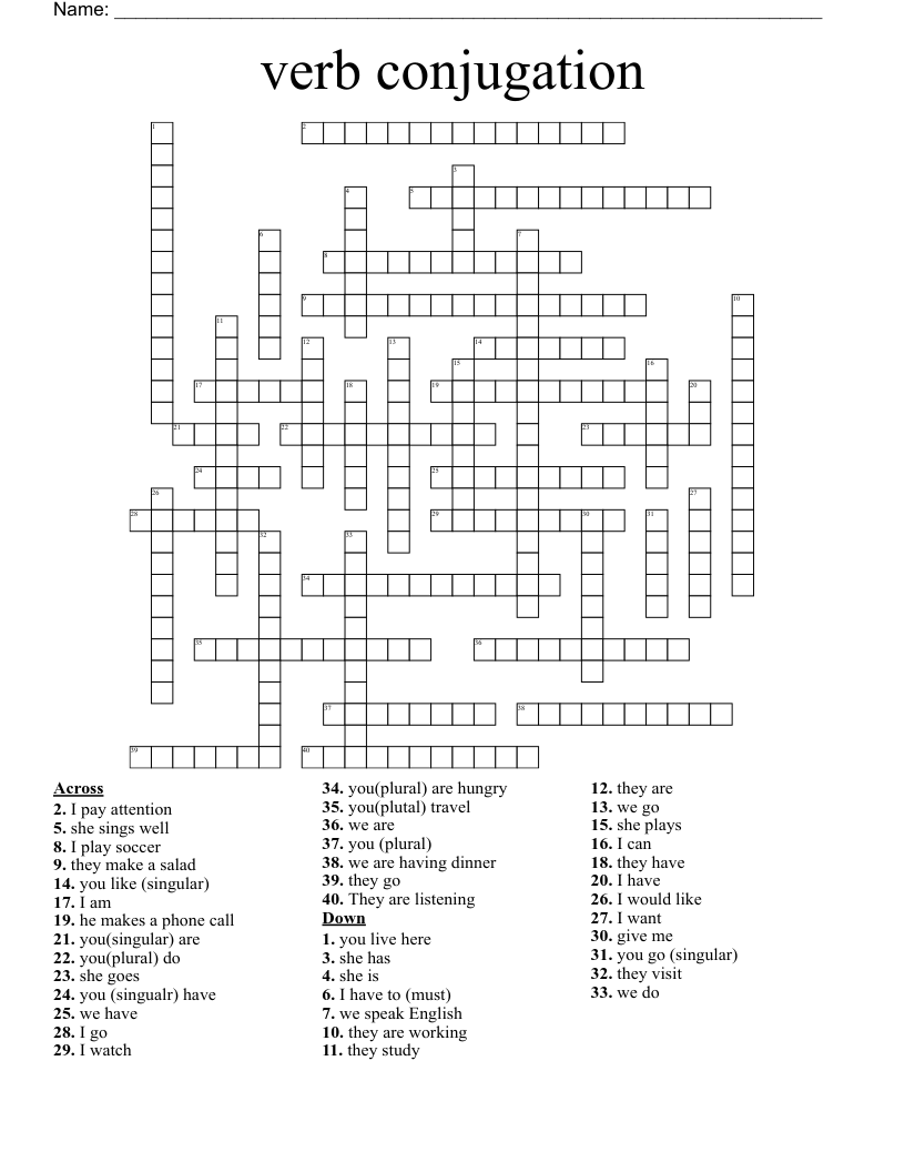 verb conjugation Crossword