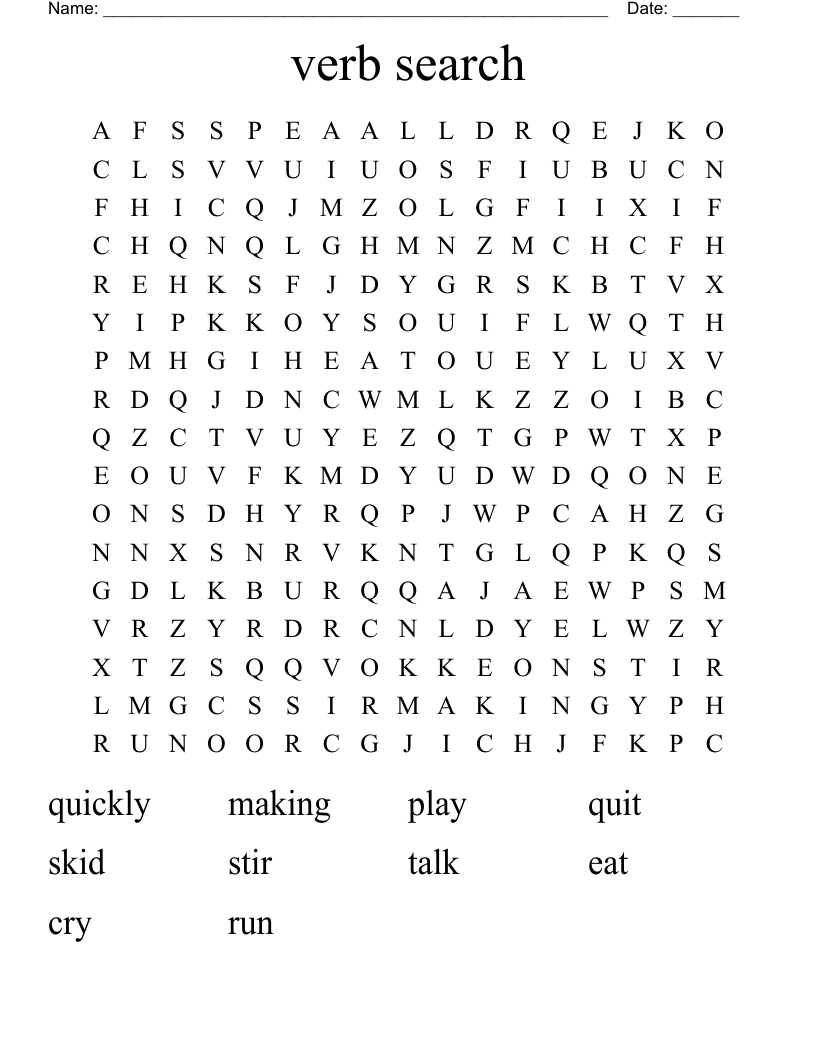 verb search Word Search