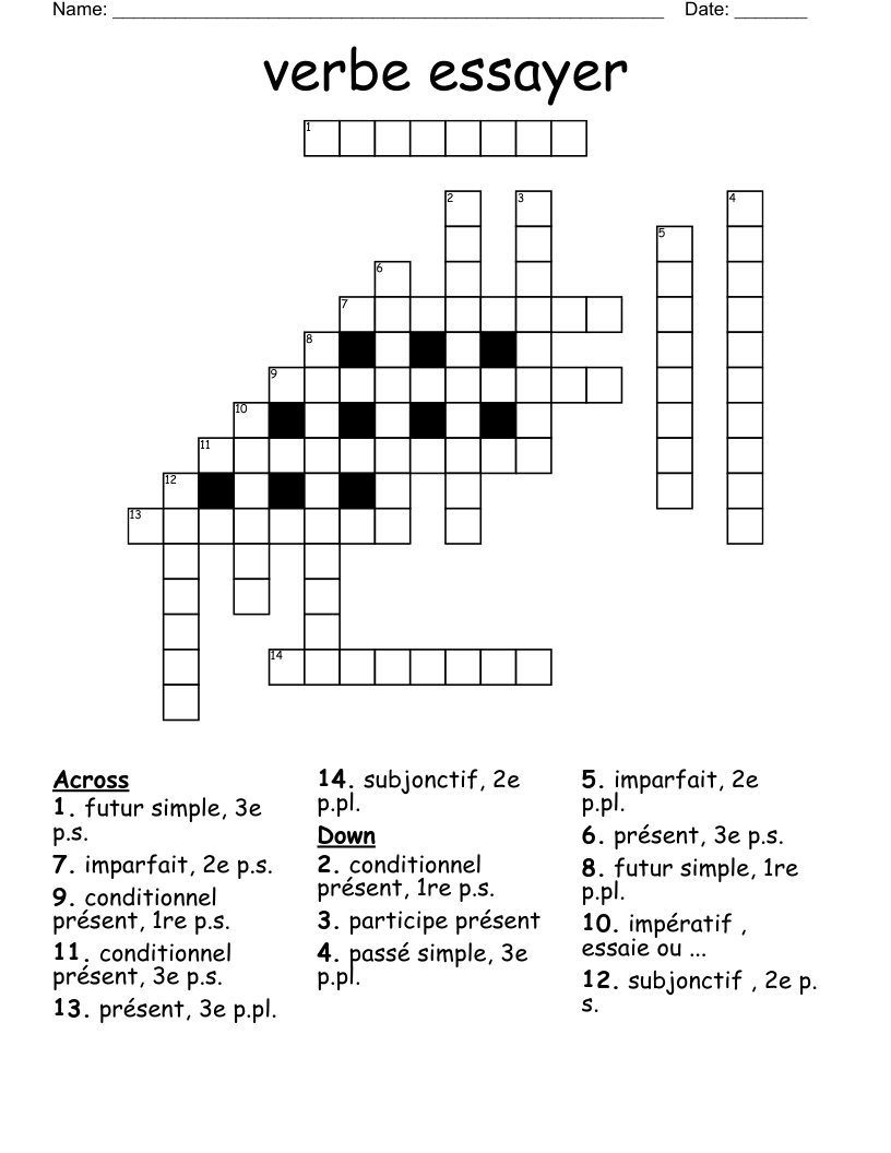 verbe essayer Crossword