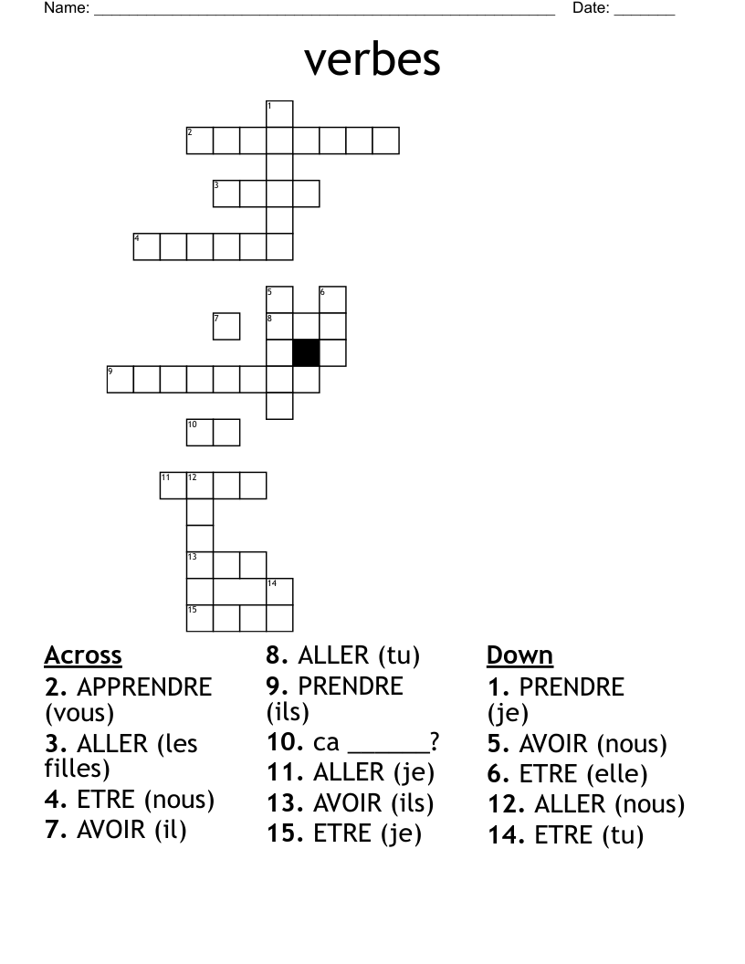 verbes Crossword