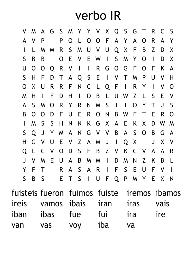 verbo IR Word Search