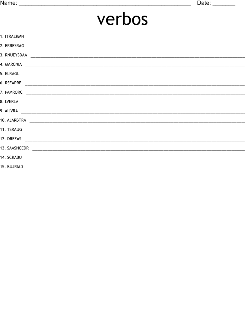 verbos Word Scramble