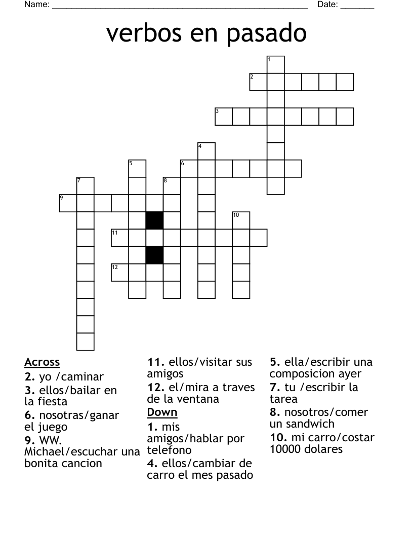 verbos en pasado Crossword