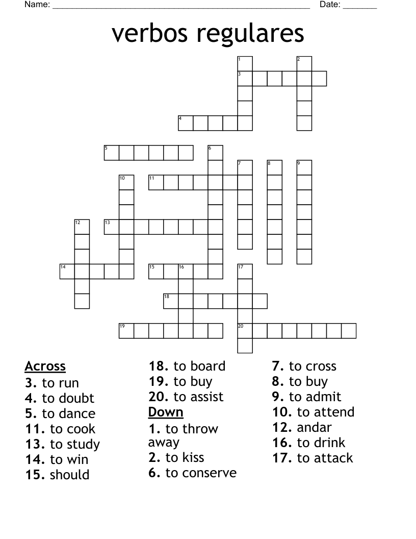 verbos regulares Crossword