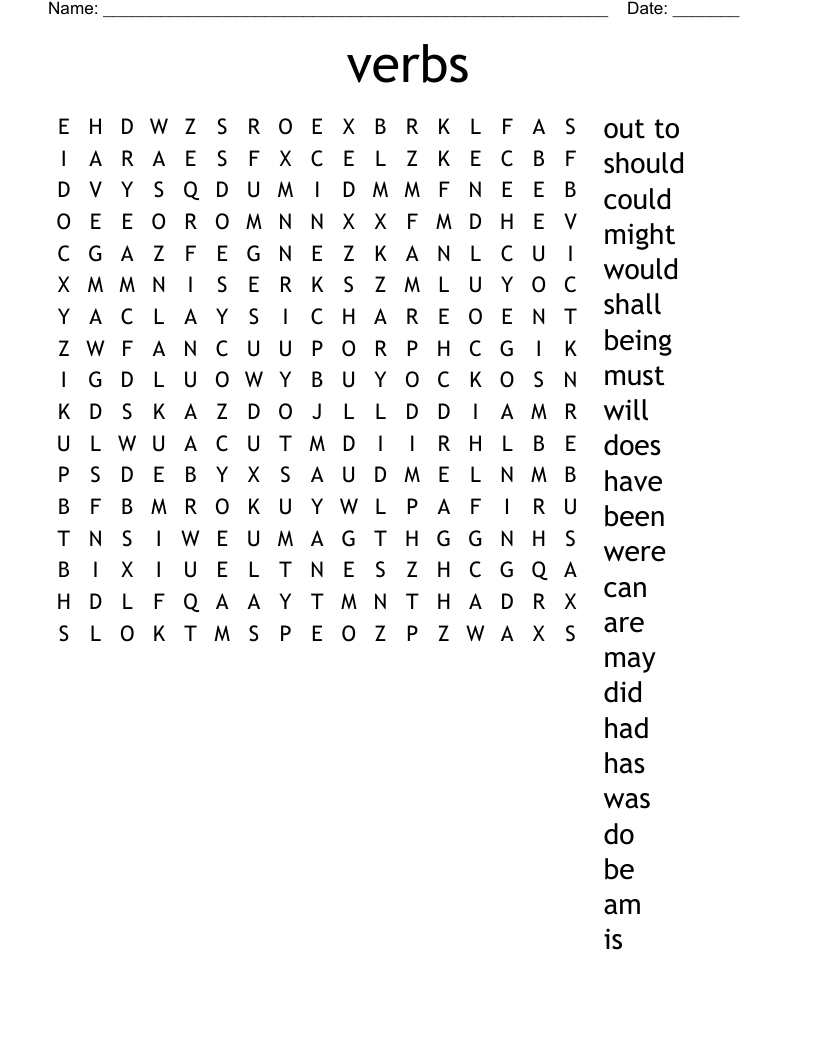 verbs Word Search