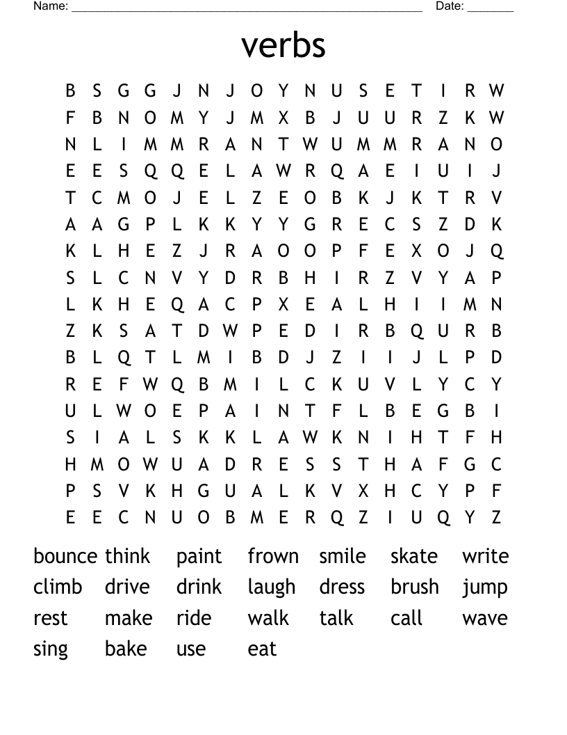 verbs Word Search