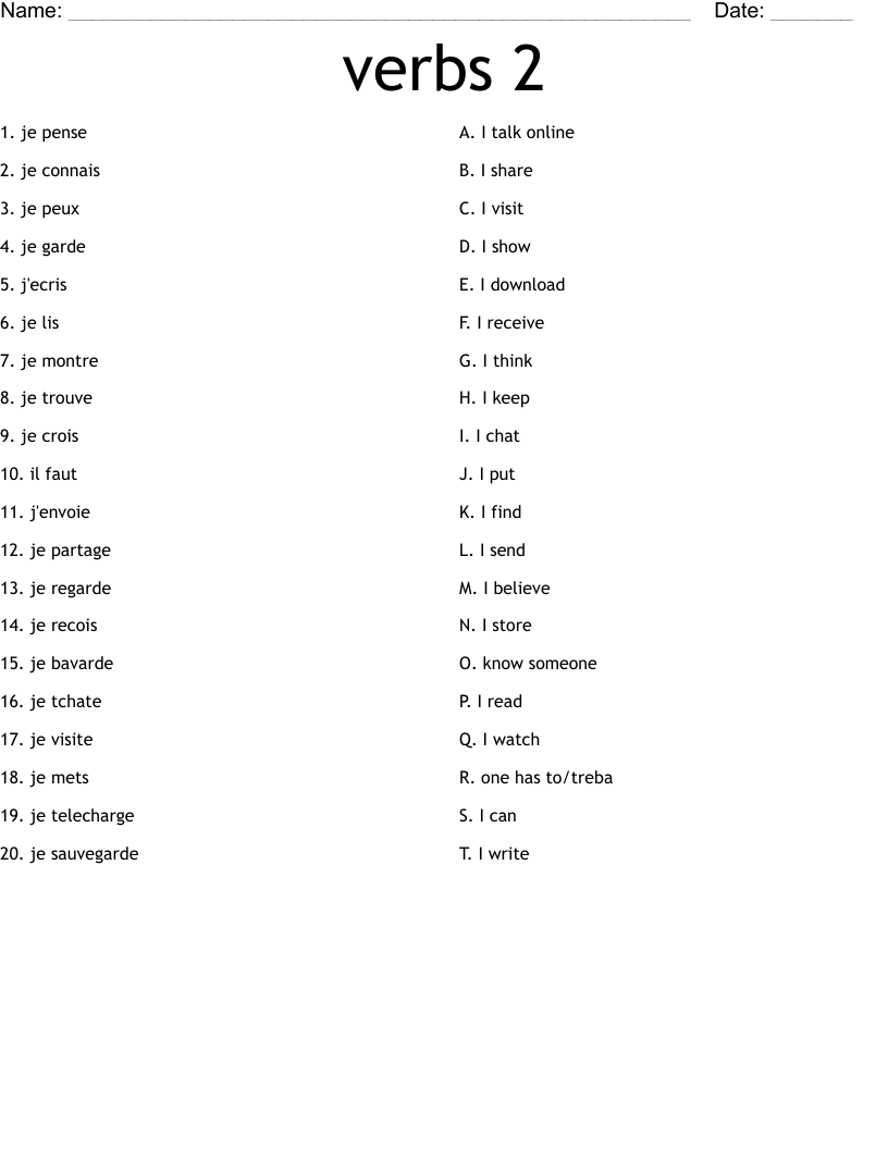 verbs 2 Worksheet