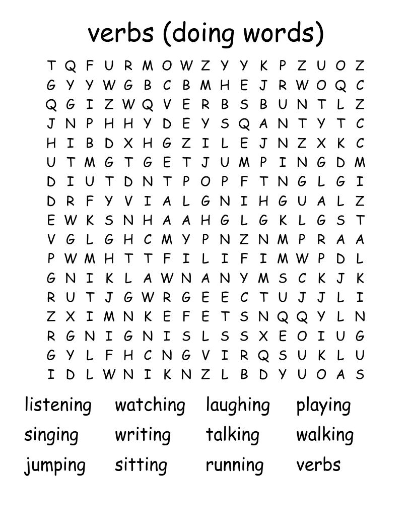 verbs (doing words) Word Search