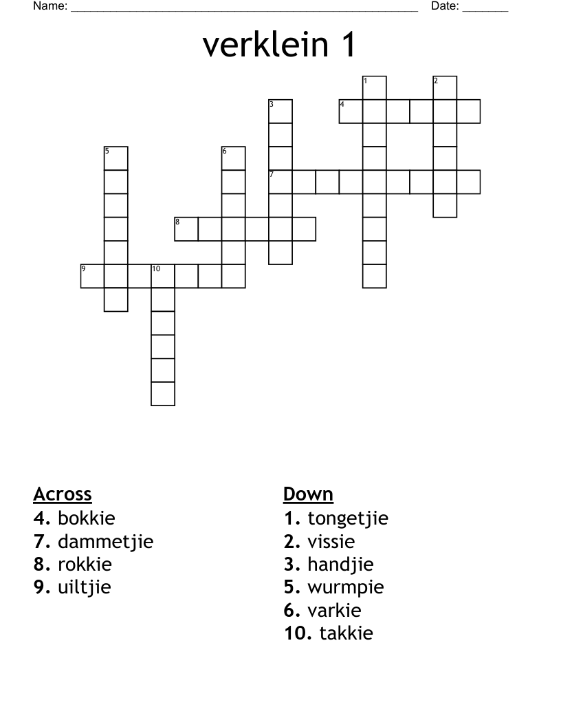 verklein 1 Crossword