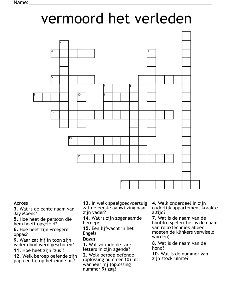 vermoord het verleden Crossword
