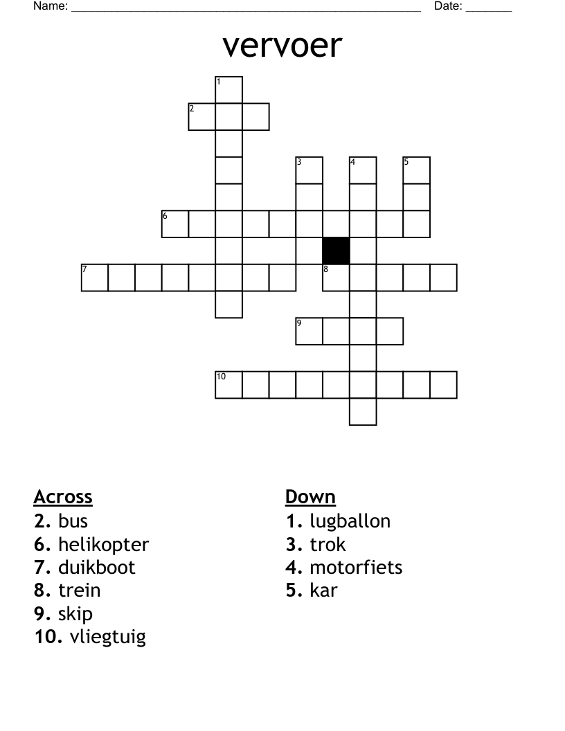 vervoer Crossword