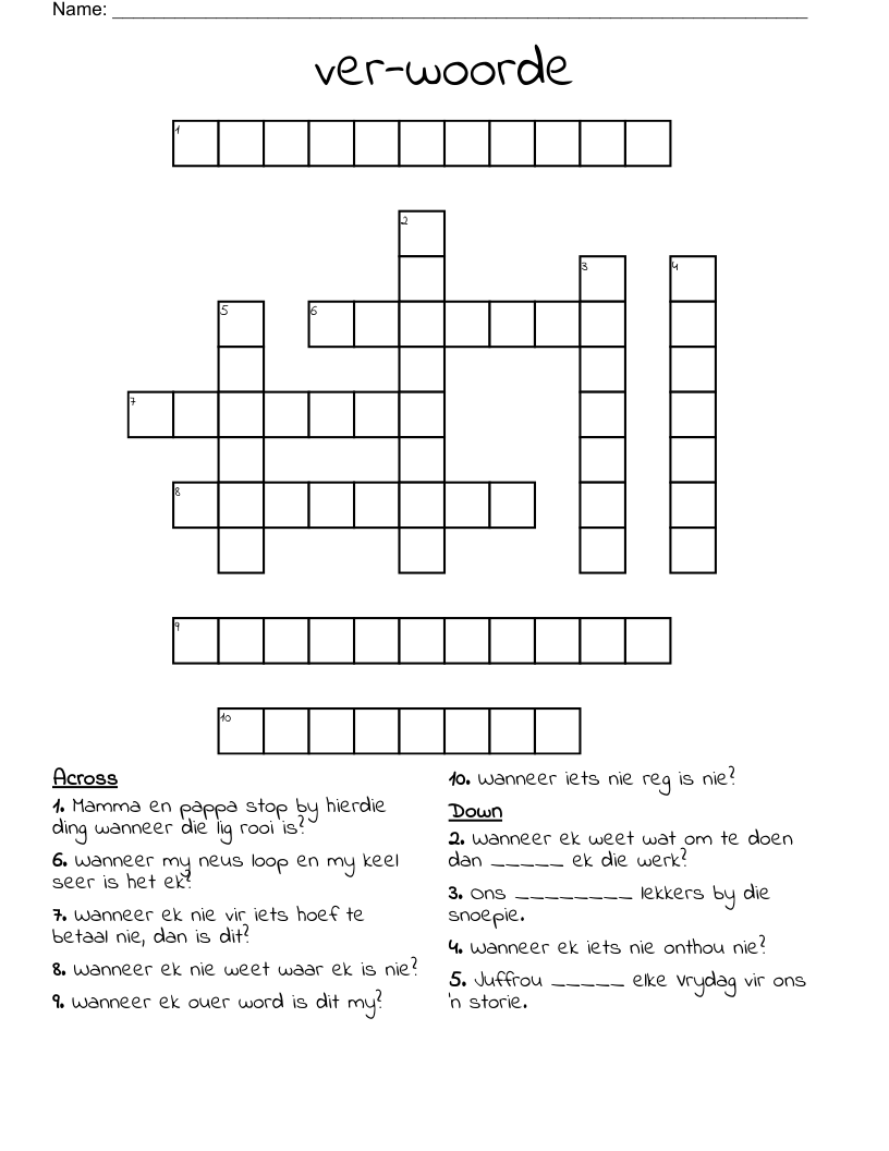 ver-woorde Crossword