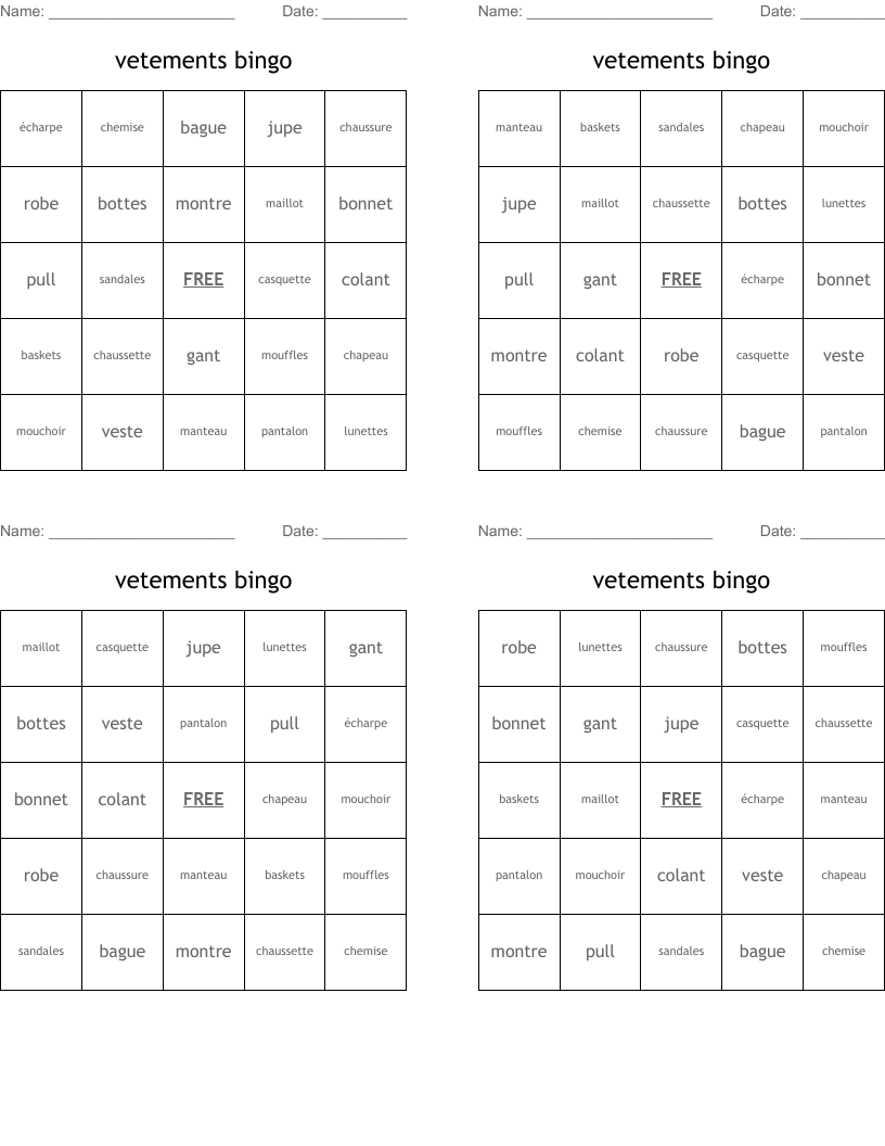 vetements bingo