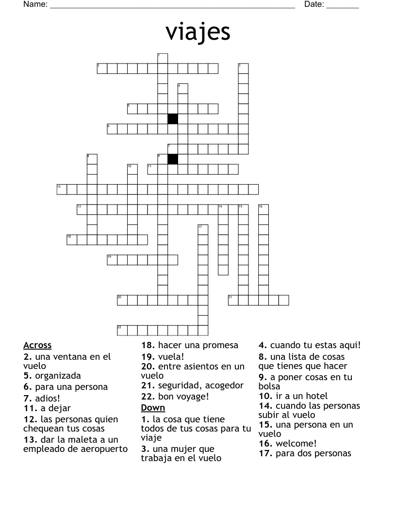 viajes  Crossword